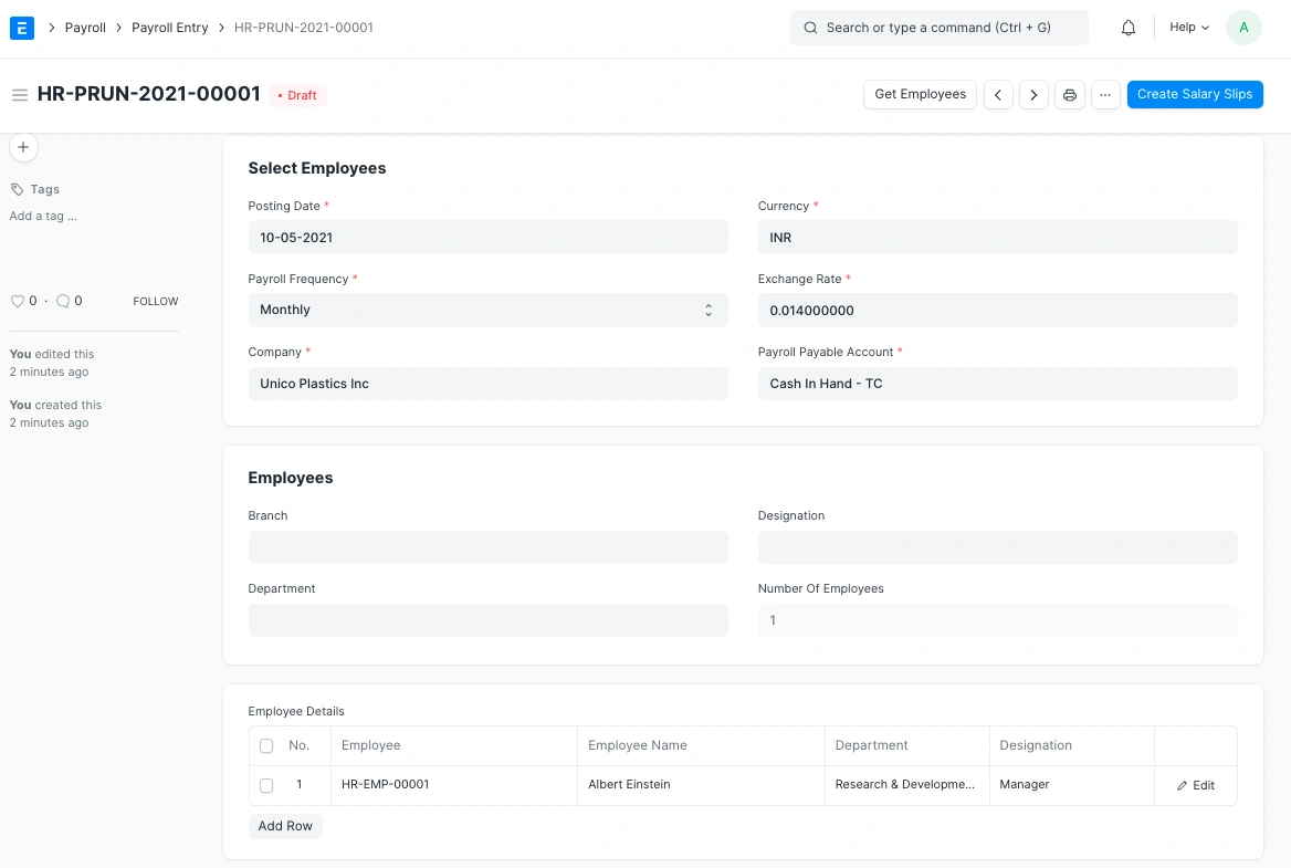 Payroll Entry Payroll Entry