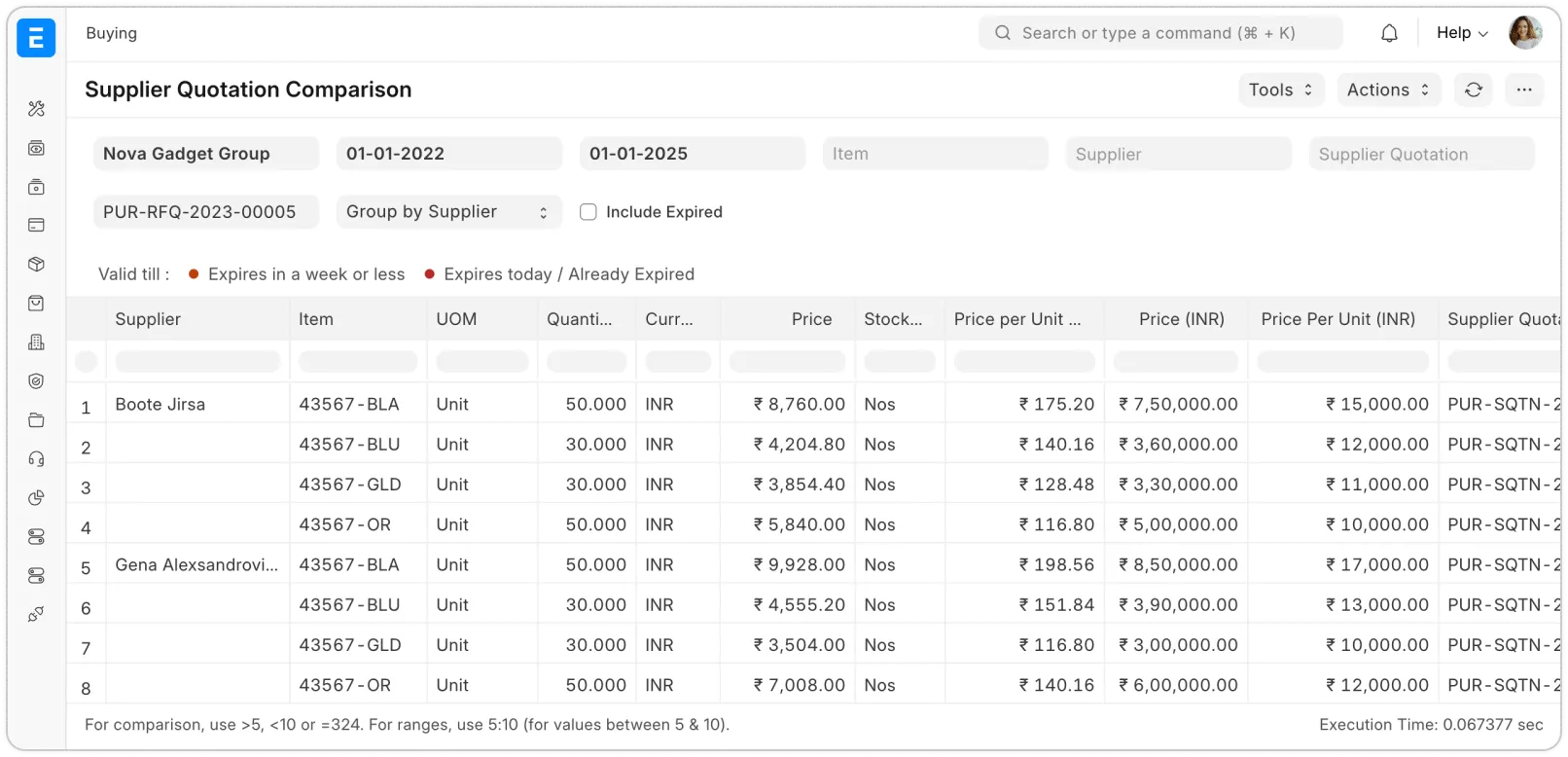 Supplier Quotation Comparsion Supplier Quotation Comparsion