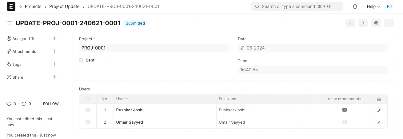 تحديث المشروع  