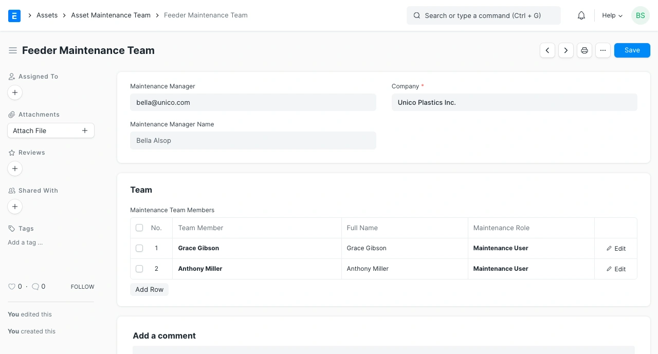 صيانة الأصول فريق صيانة الأصول فريق