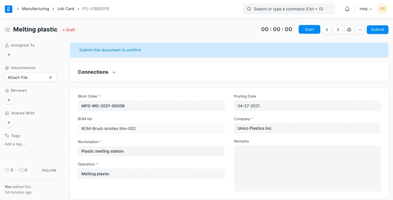  إنشاء بطاقة العمل