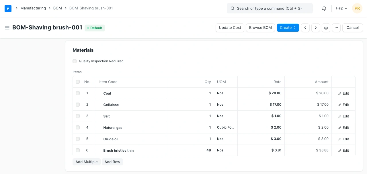  كيفية إنشاء فاتورة مكونات 