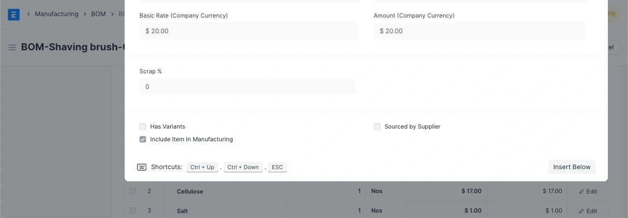 جدول العناص