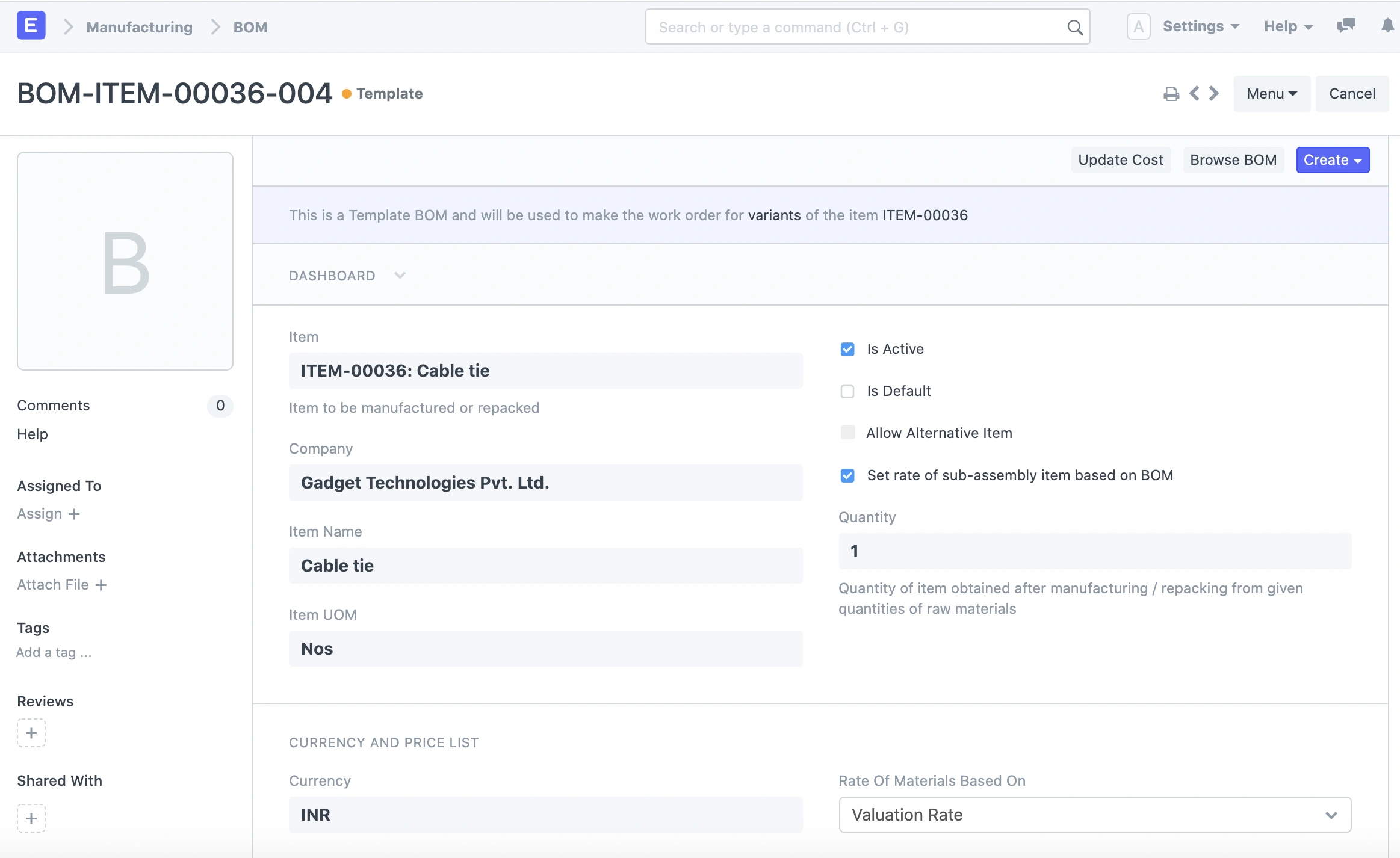 قالب قائمة المكونات 