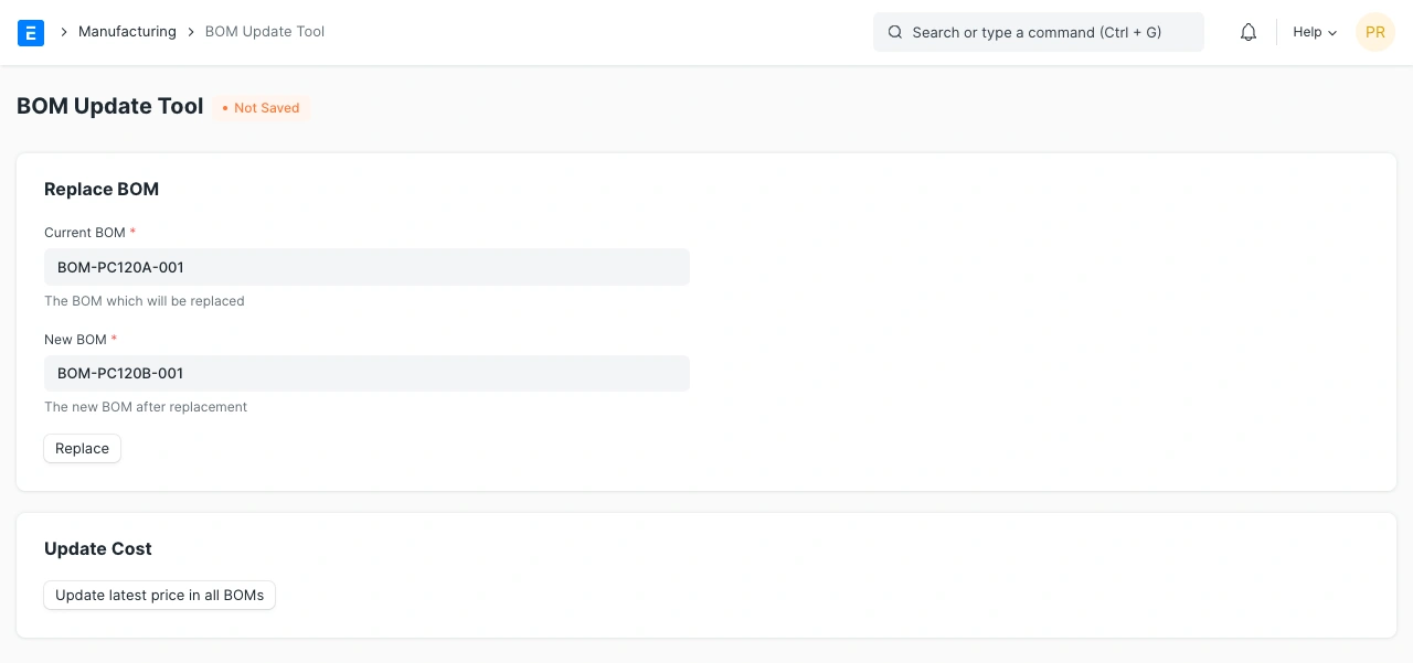 أداة تحديث قائمة المكونات