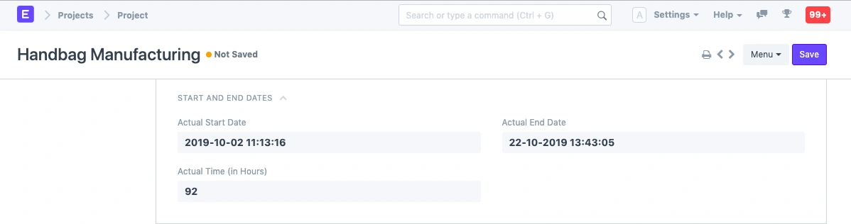 تواريخ البدء والانتهاء
