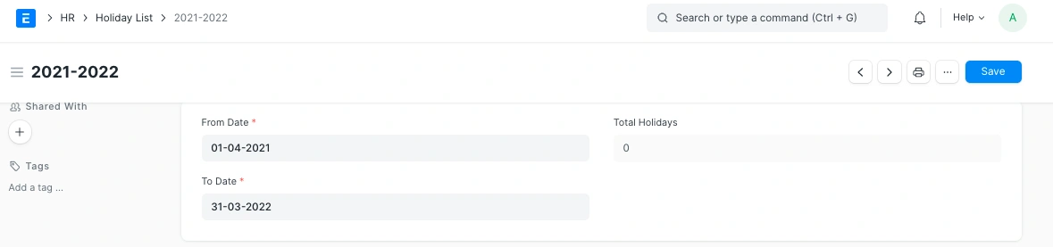 قائمة العطلات 