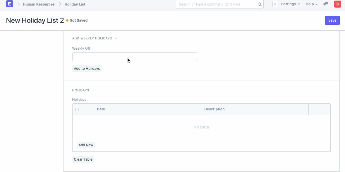 قائمة العطلات 