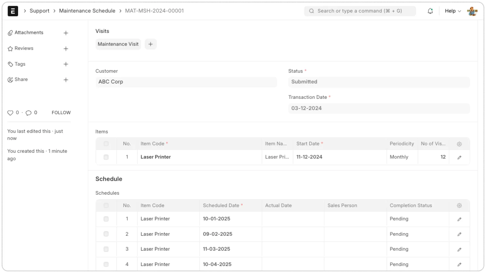 Maintaenance Schedule Maintaenance Schedule