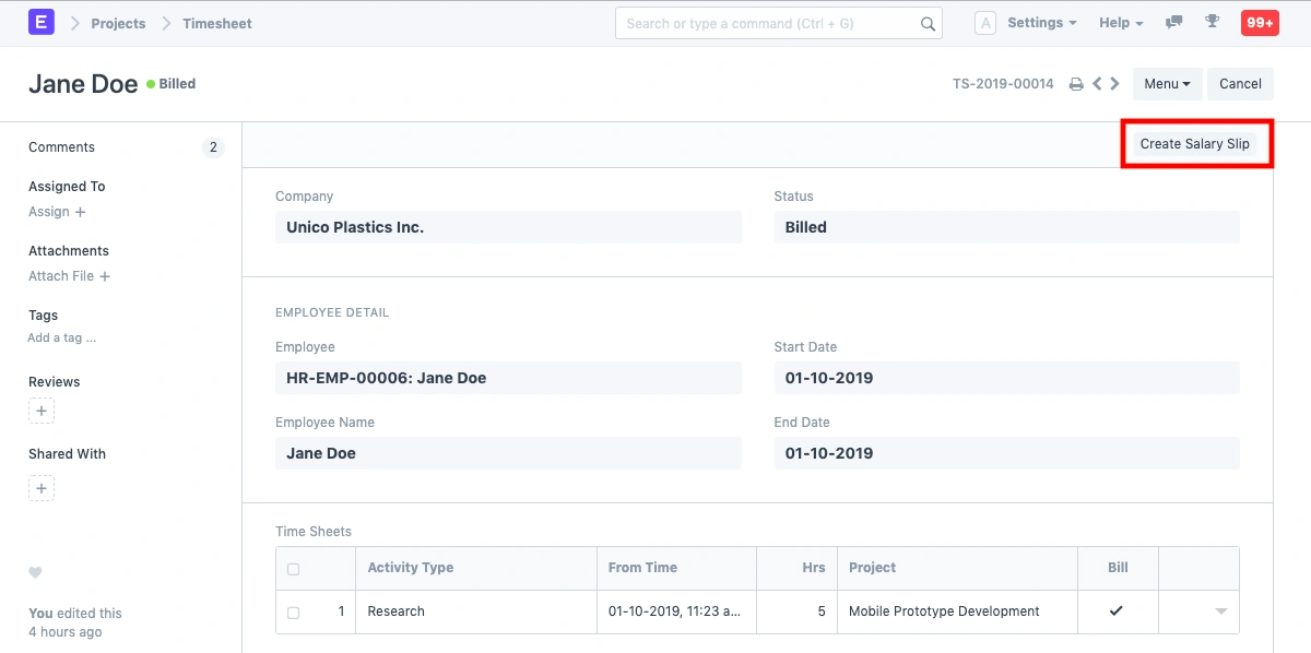 إنشاء قسيمة راتب