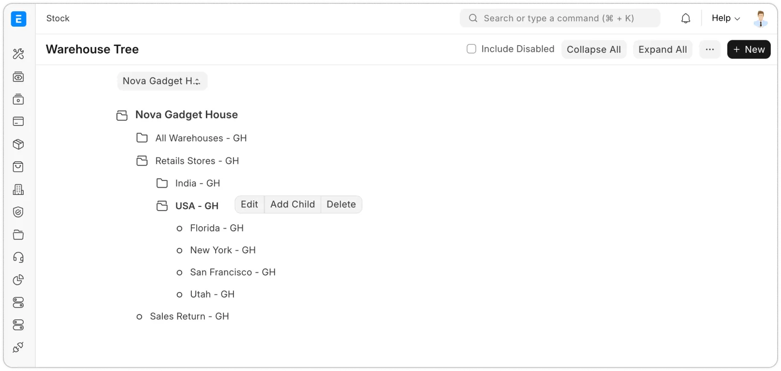 Warehouse tree Warehouse tree
